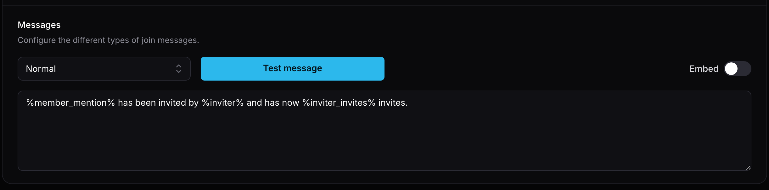 Message Configuration