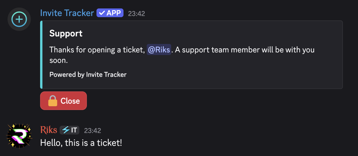 A support ticket handled by the bot