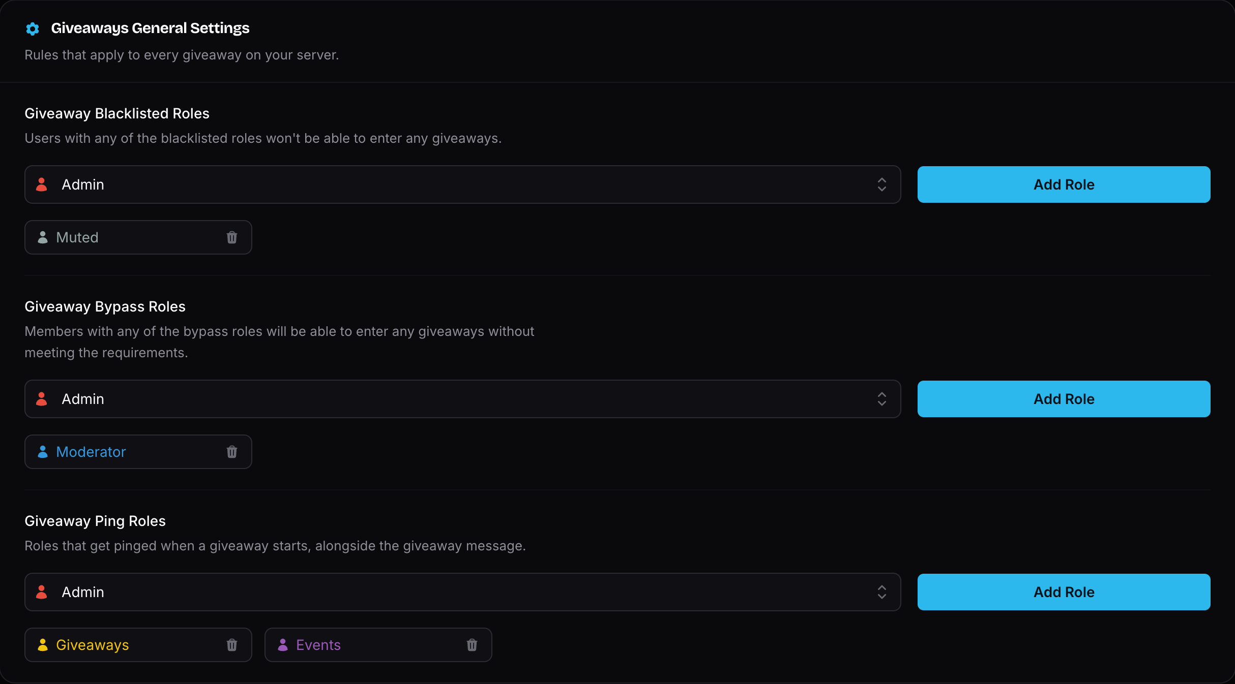 Giveaway Roles