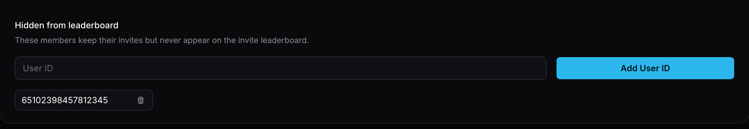 Invites Leaderboard Hidden Users