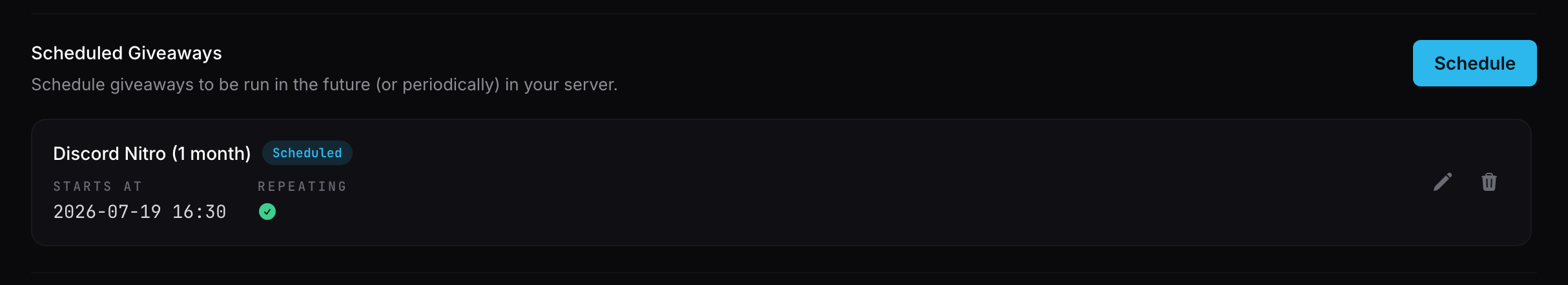 Schedule Button