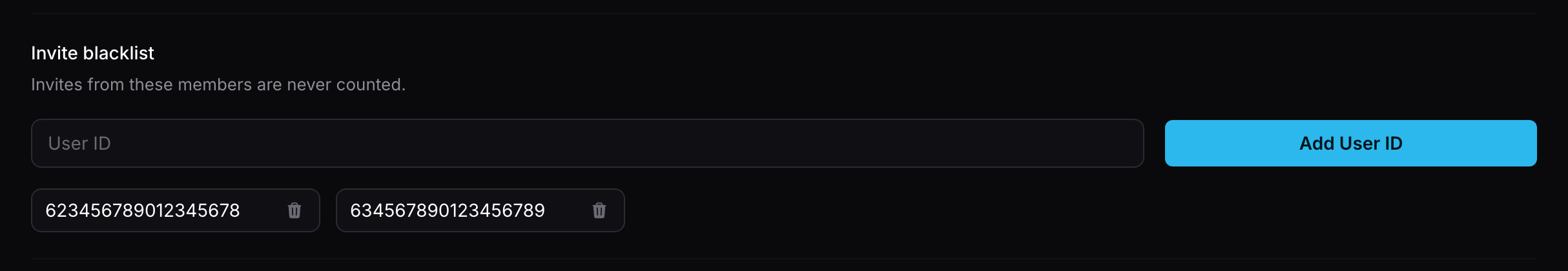 User Invites Blacklist